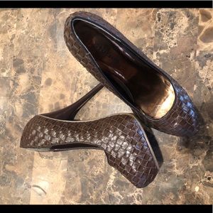Brown platform heels